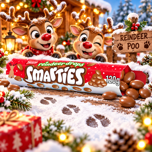 Smarties Reindeer Drops Milk Chocolate Giant Tube 120g