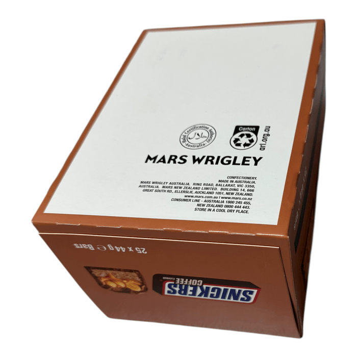Snickers COFFEE (AUSTRALIAN) Milk Chocolate Bars BULK BOX 25X44g