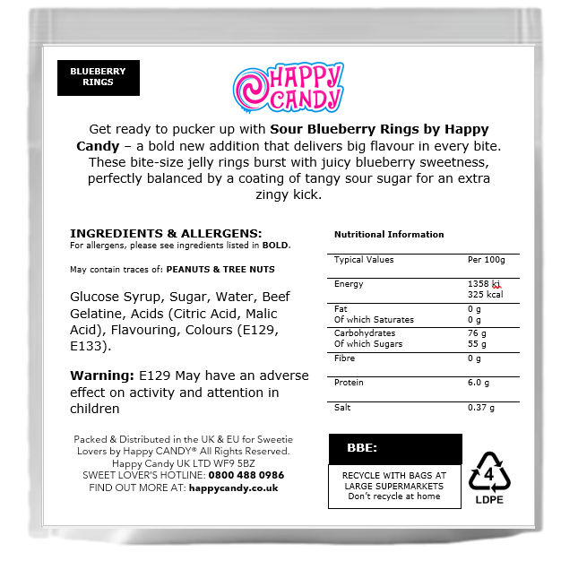 Sour Blueberry Rings By Happy Candy