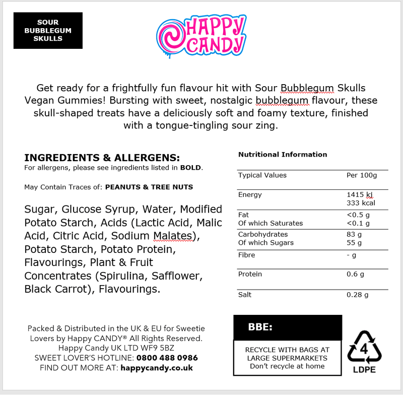 Sour Bubblegum Skulls Vegan Gummies