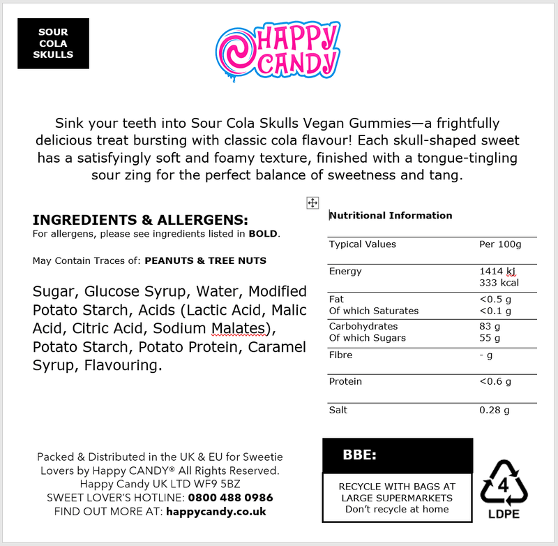 Sour Cola Skulls Vegan Gummies