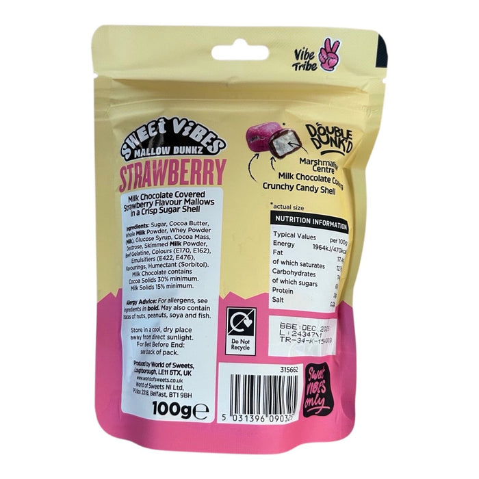Sweet Vibes Mallow Dunkz Strawberry Pouch 100g - Happy Candy UK LTD