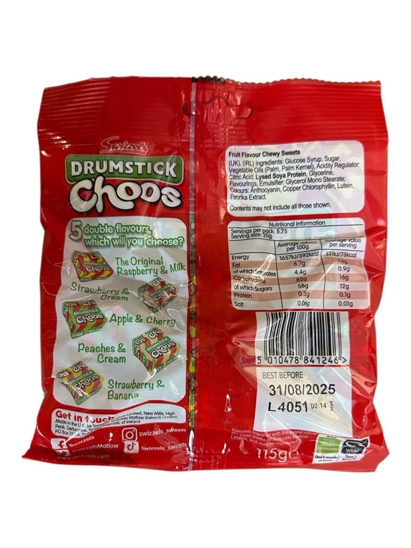 Swizzels Drumstick Choos Share Bag 115g - Happy Candy UK LTD