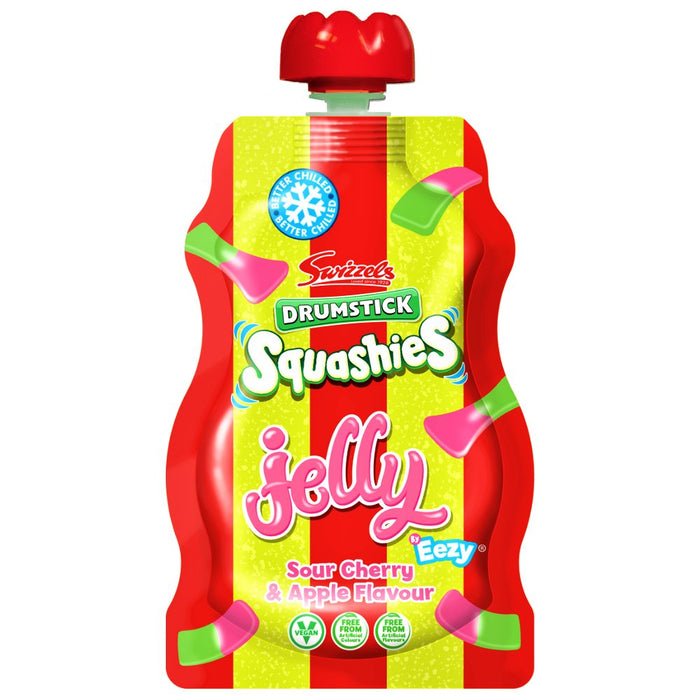 Swizzels Drumsticks Squashies Sour Apple and Cherry Jelly Pouch 80g - Happy Candy UK LTD