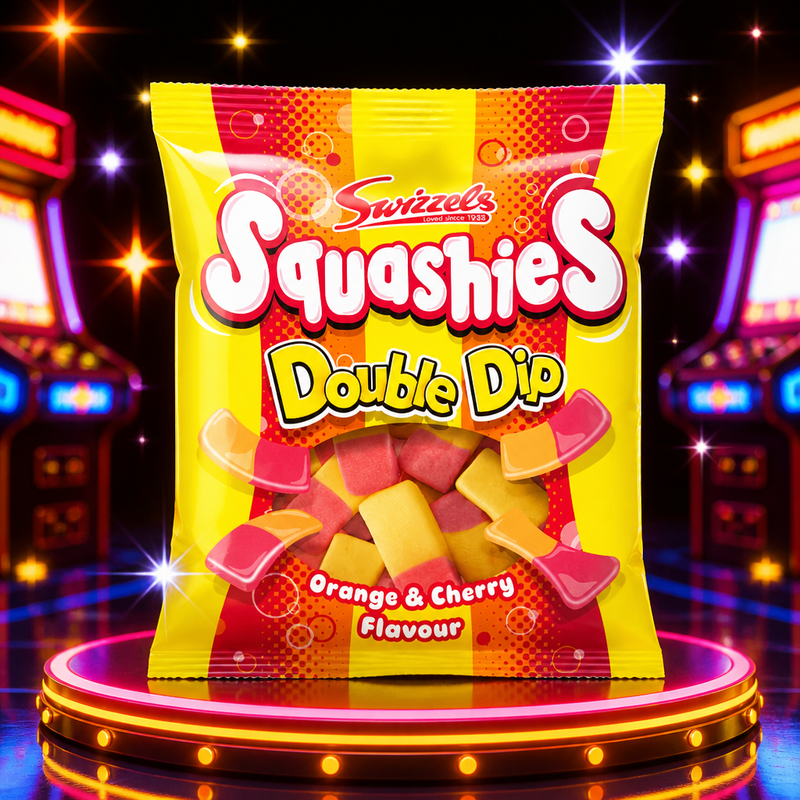 Swizzels Squashies Double Dip Orange & Cherry Bag 120g