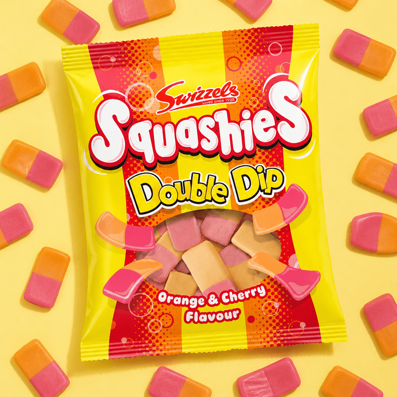 Swizzels Squashies Double Dip Orange & Cherry Bag 120g