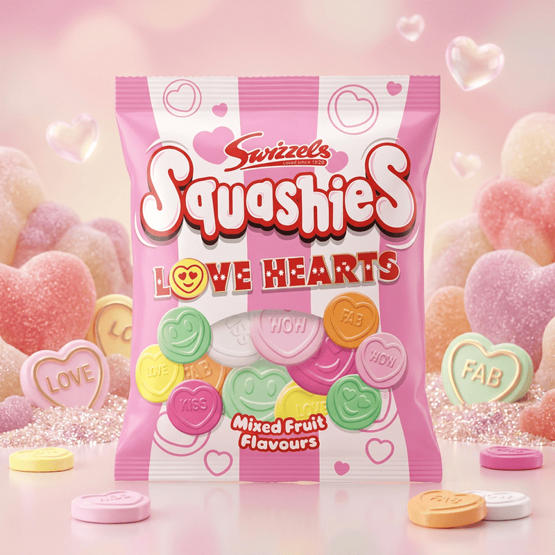 Swizzels Squashies LOVE HEARTS Mixed Fruit Share Bag 120g