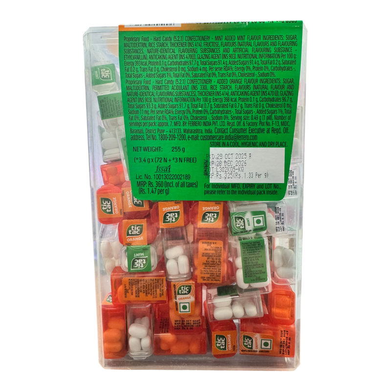 Tictac Iconic Jar Mint & Orange GIANT 75 PACK (IMPORT) 75X3.4g 255g