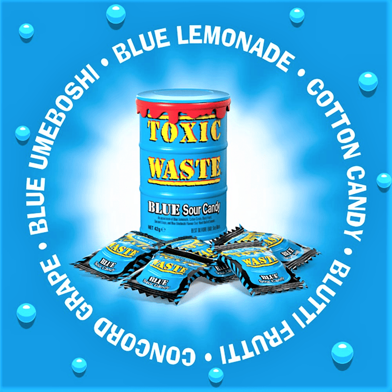 Toxic Waste Blue Sour Candy Drum 42g - Happy Candy UK LTD