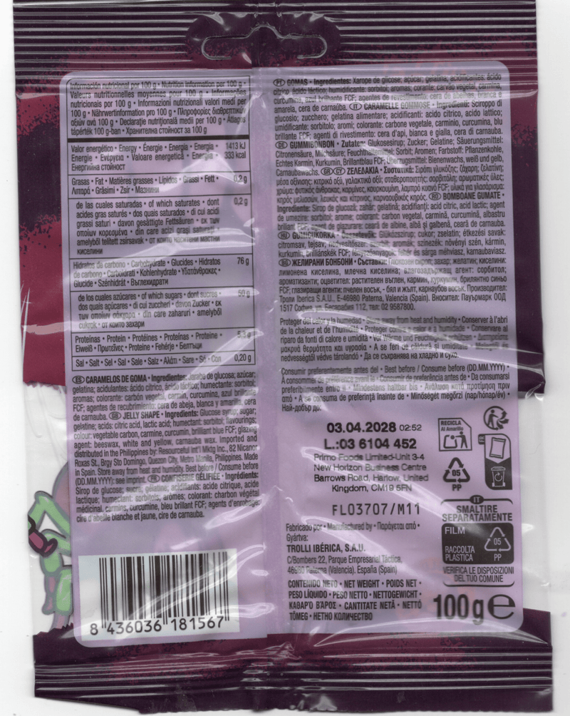 Trolli TARANTULA Halloween Candy Bag 100g