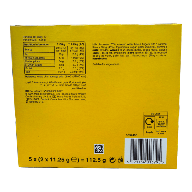 Twix Milk Chocolate Crispy Rolls 5 Pack Multipack 112.5g - Happy Candy UK LTD