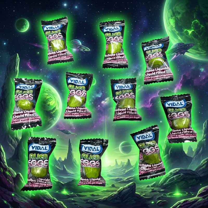 Vidal Alien Eggs Liquid Filled Bubblegum 10 Pack