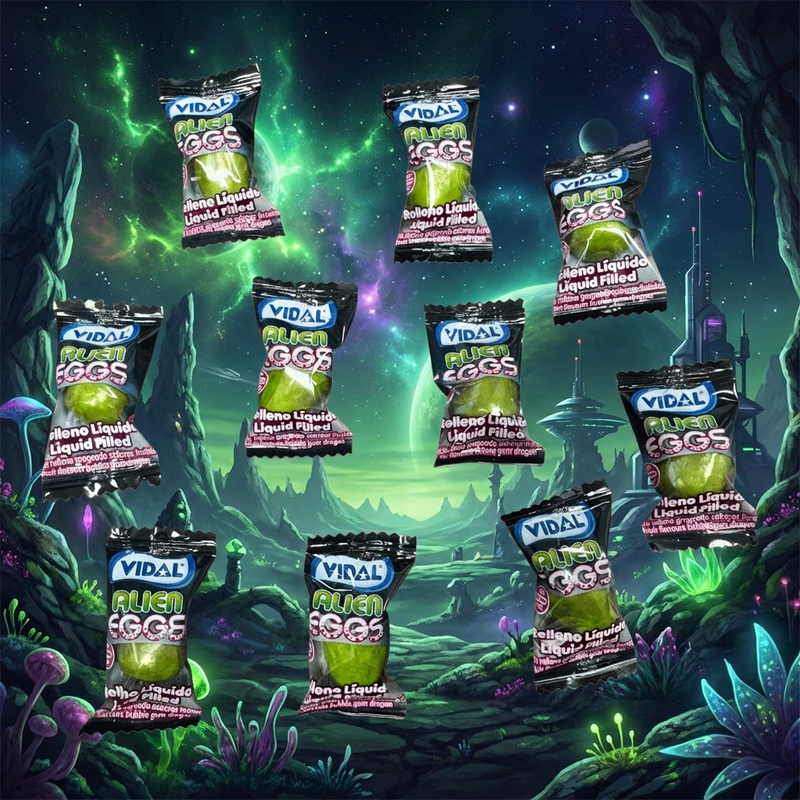 Vidal Alien Eggs Liquid Filled Bubblegum 10 Pack