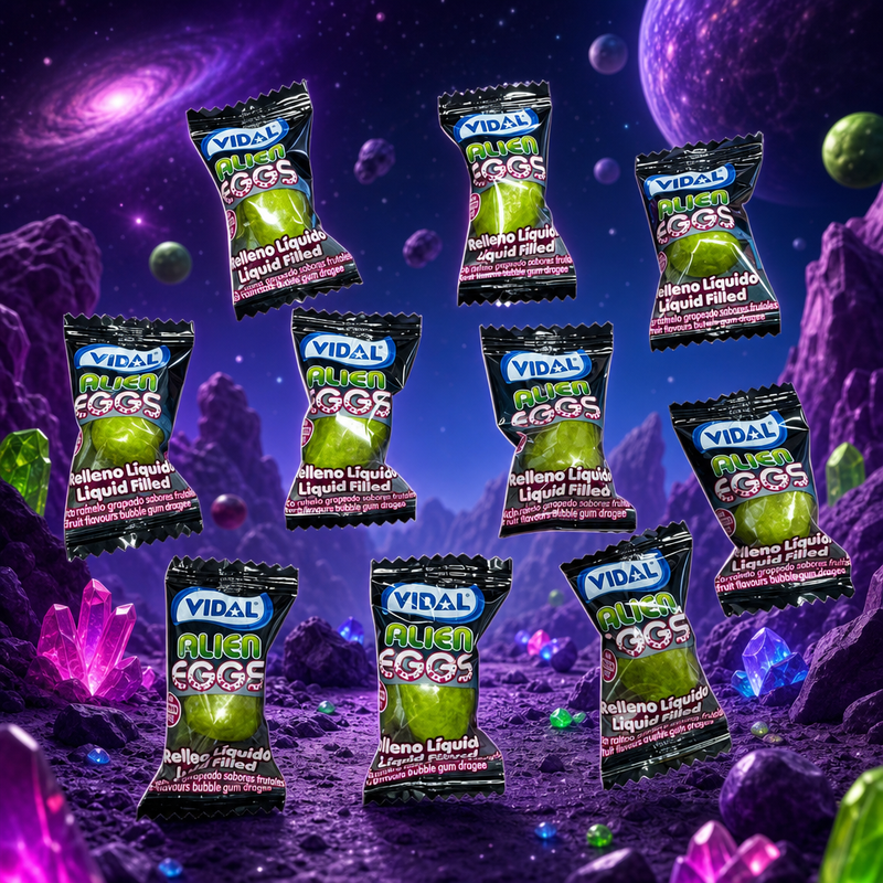 Vidal Alien Eggs Liquid Filled Bubblegum 10 Pack