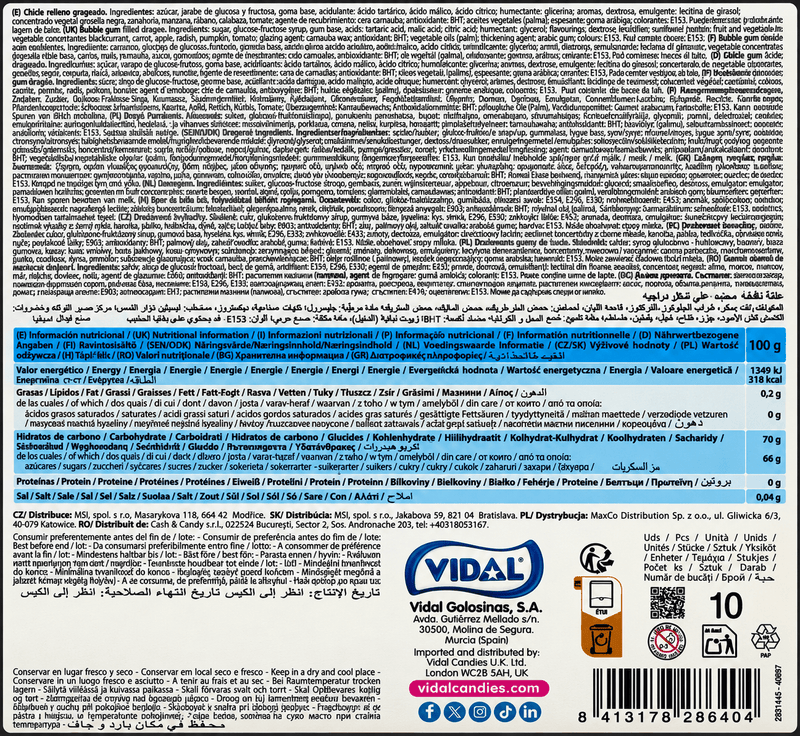 Vidal BLOOD Balls Liquid Filled Bubblegum 10 Pack