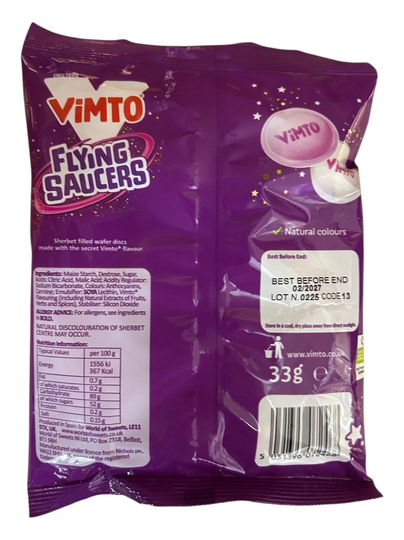 Vimto Flying Saucers Share Bag 33g - Happy Candy UK LTD