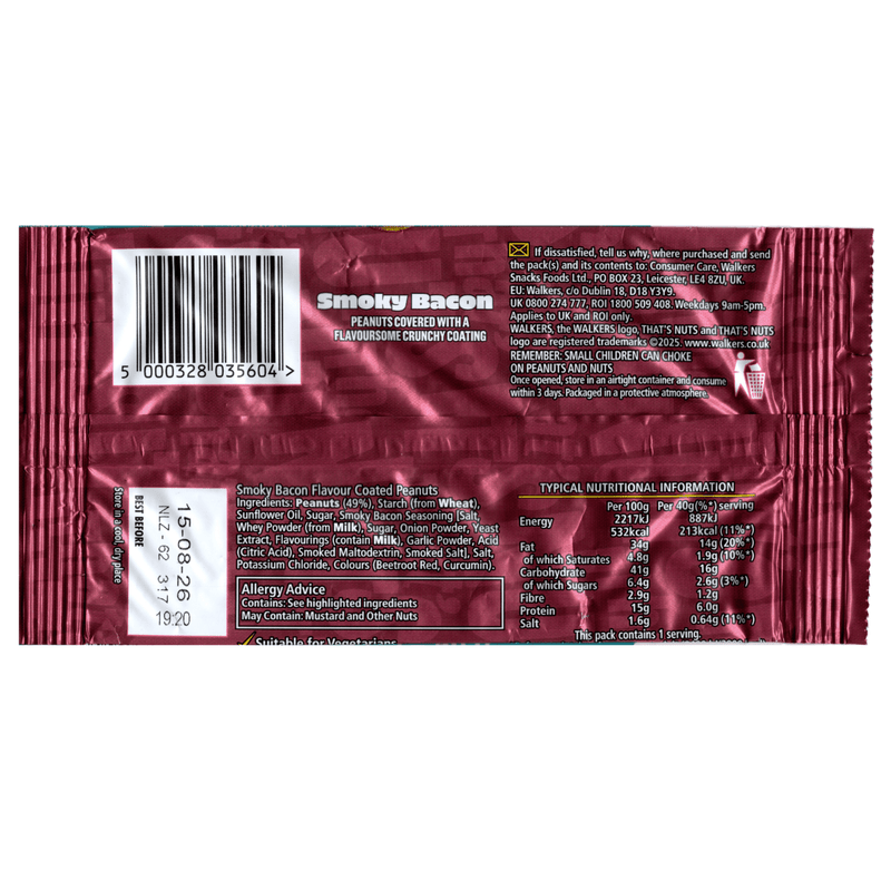 Walkers That's Nuts Smoky Bacon 2x40g
