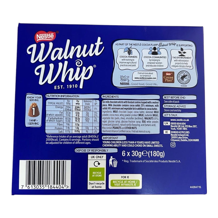 Walnut Whip Milk Chocolate 30g Multipack of 6 - Happy Candy UK LTD