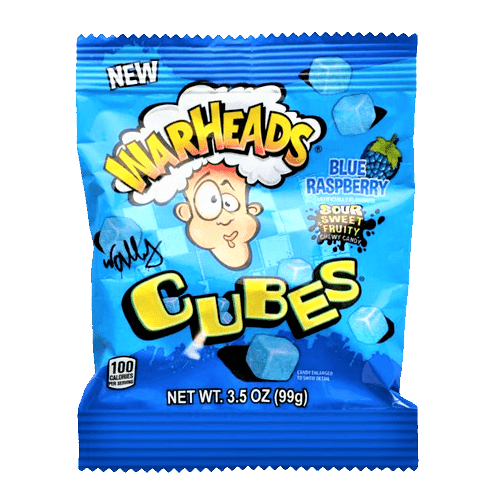 WARHEADS NEW Blue Raspberry Cubes (USA) 99g - Happy Candy UK LTD