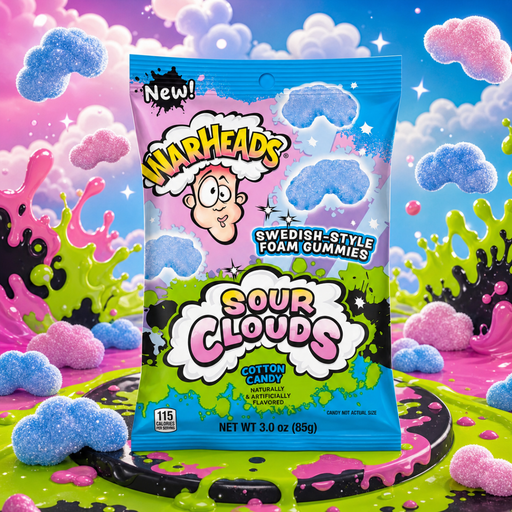 Warheads SOUR CLOUDS Cotton Candy Foam Gummies Bag (USA) 85g
