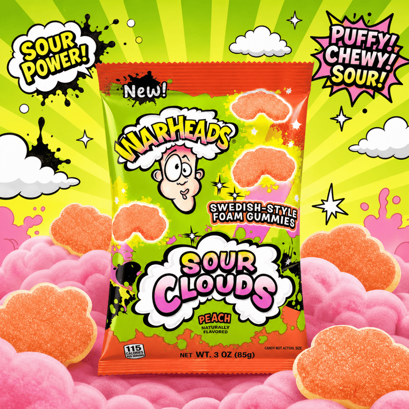 Warheads SOUR CLOUDS Peach Foam Gummies Bag (USA) 85g