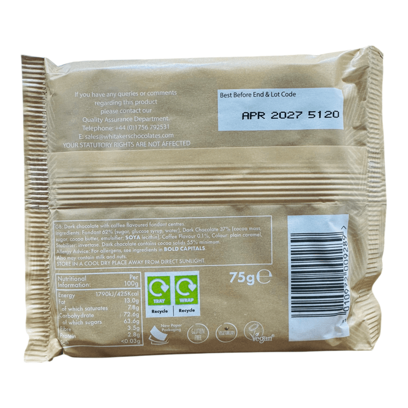 Whitakers Dark Chocolate Fondant Creams 1 x 75g