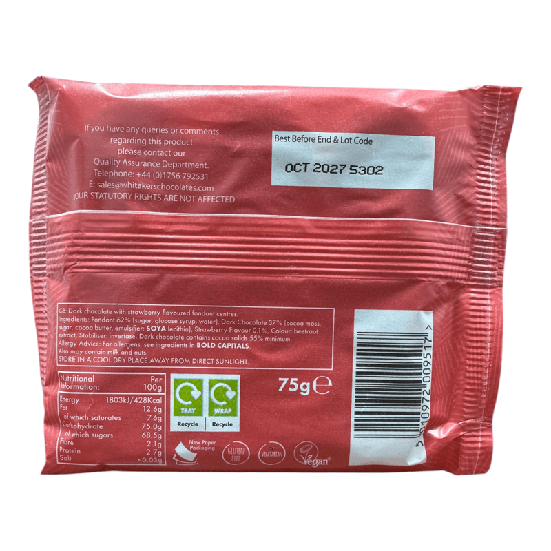 Whitakers Dark Chocolate Fondant Creams 1 x 75g