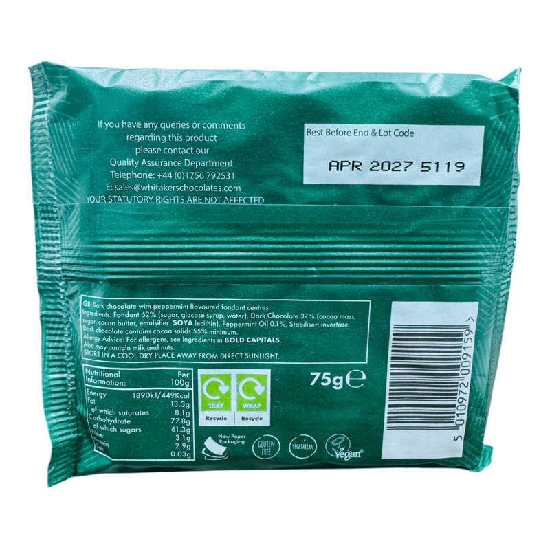 Whitakers Dark Chocolate Fondant Creams 1 x 75g