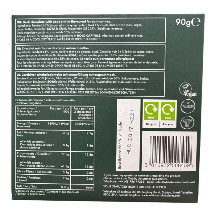 Whitakers Dark Chocolate Fondant Creams Gift Box 1 x 90g