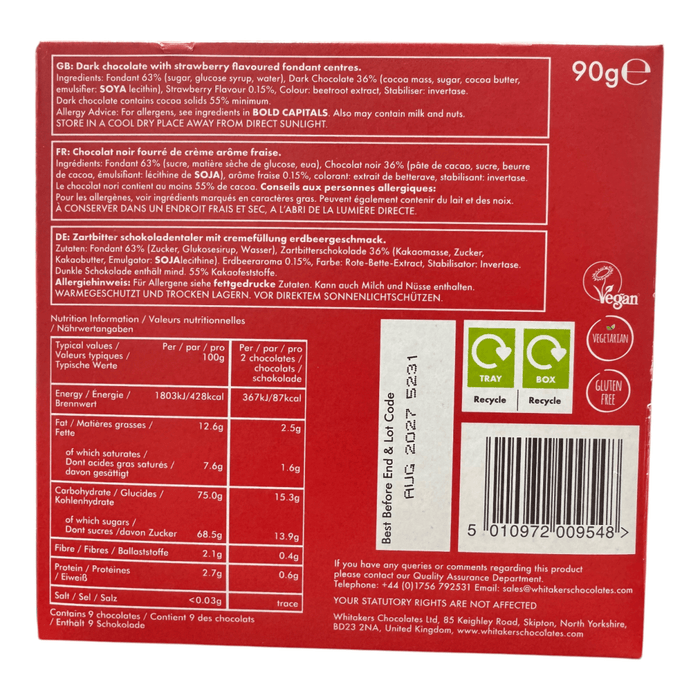 Whitakers Dark Chocolate Fondant Creams Gift Box 1 x 90g
