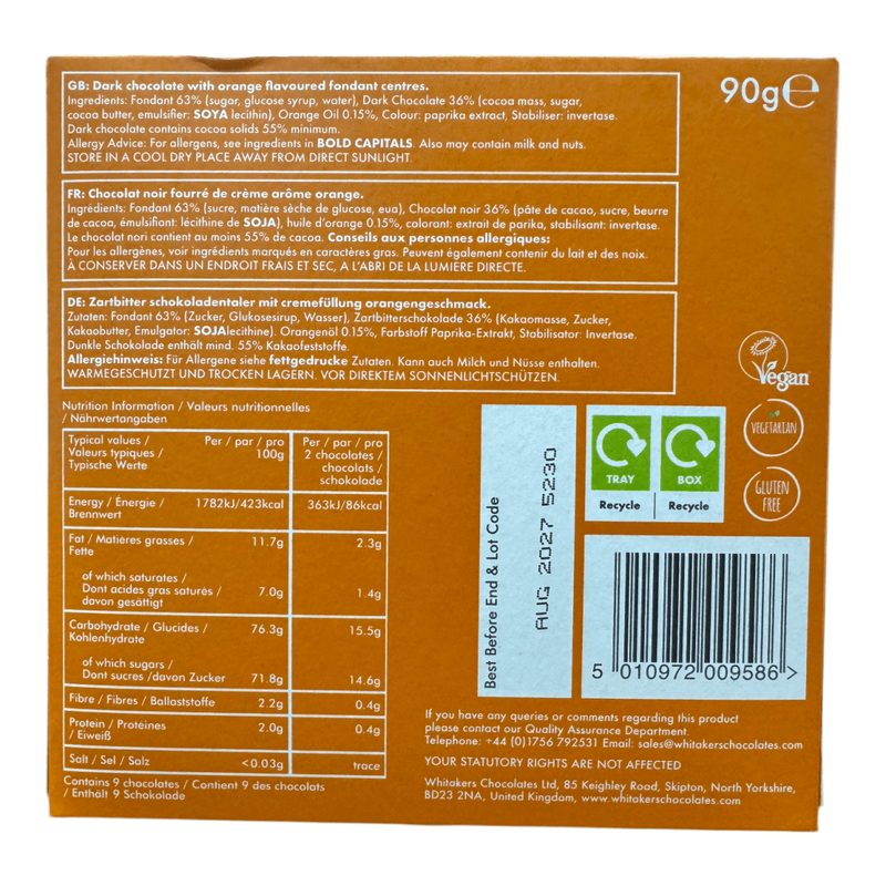Whitakers Dark Chocolate Fondant Creams Gift Box 1 x 90g