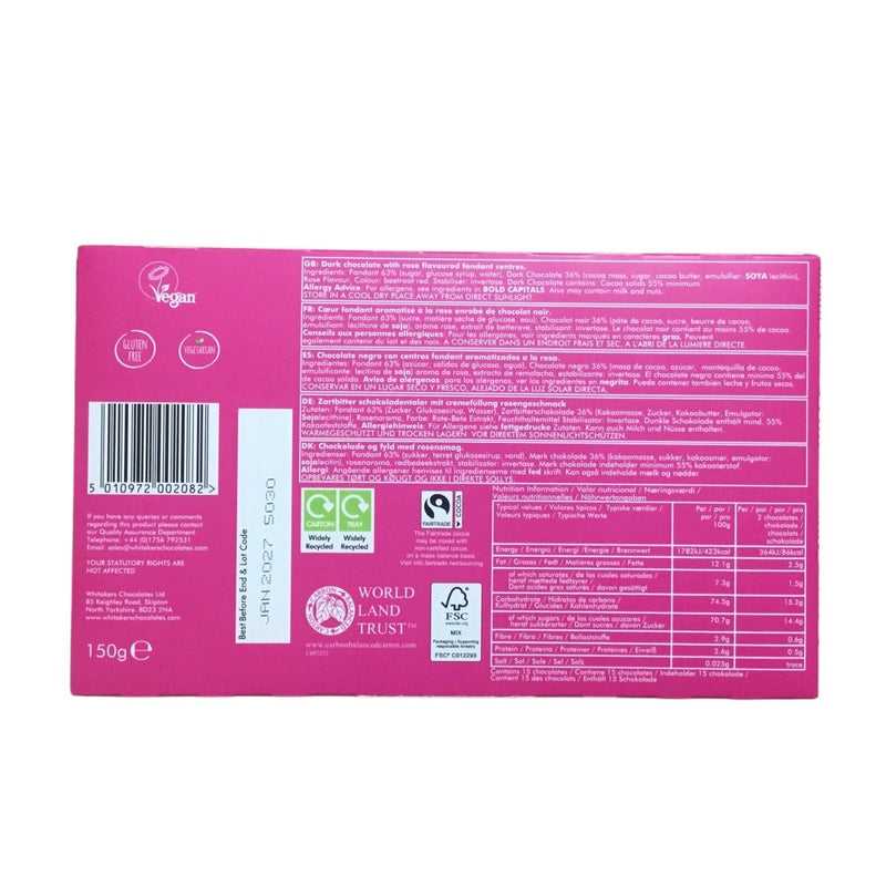 Whitakers Dark Chocolate Rose Fondant Creams 150g - Happy Candy UK LTD