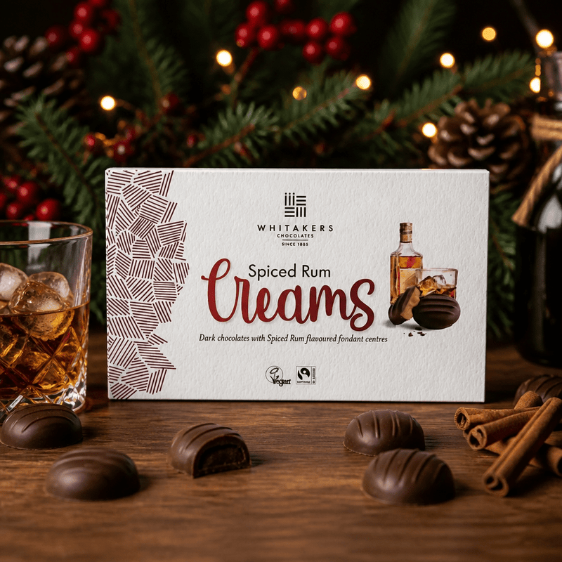 Whitakers Dark Chocolate Spiced Rum Fondant Creams Gift Box 150g