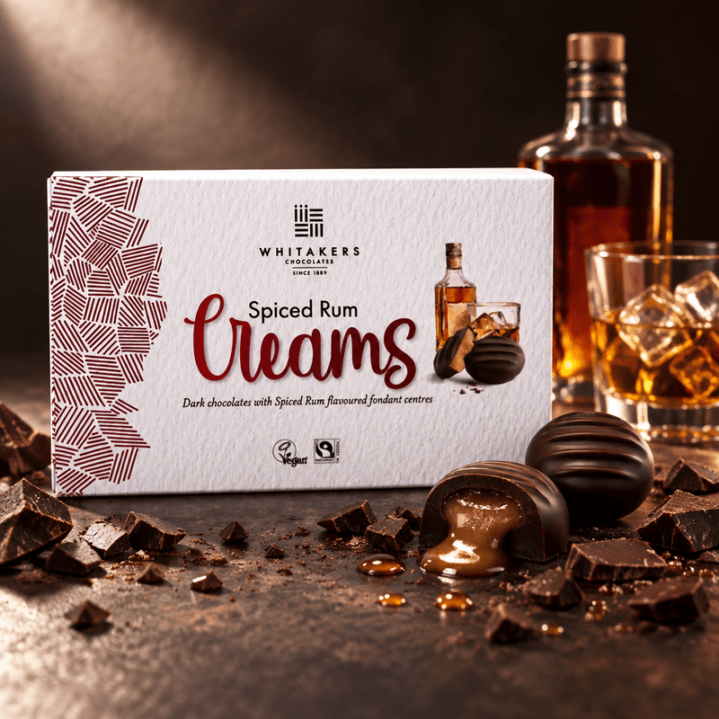 Whitakers Dark Chocolate Spiced Rum Fondant Creams Gift Box 150g