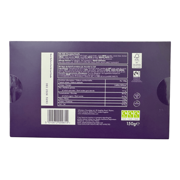 Whitakers Luxury Milk Chocolate Brazils Gift Box 150g