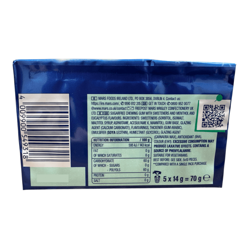 Wrigley's Airwaves 5 Pack Sugar Free Chewing Gum 5x14g 70g