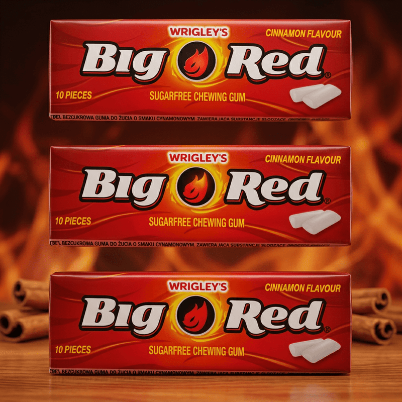 Wrigley's Big Red CINNAMON FLAVOUR Sugar Free Chewing Gum 3 X 14g