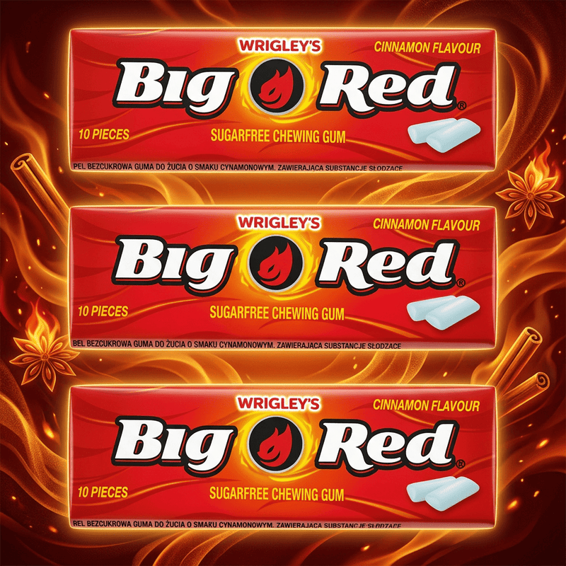 Wrigley's Big Red CINNAMON FLAVOUR Sugar Free Chewing Gum 3 X 14g