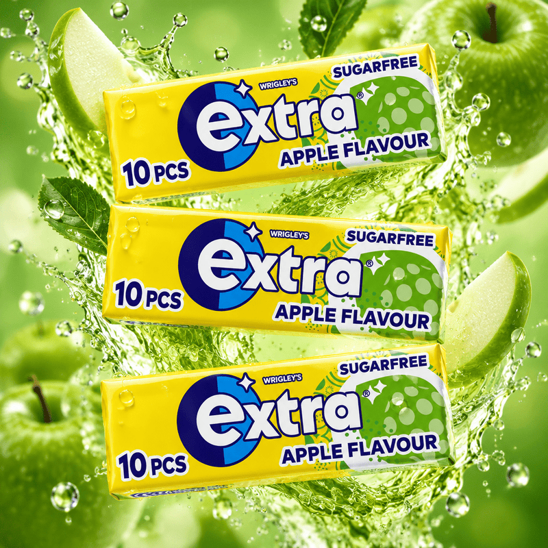 Wrigley's Extra APPLE Flavour Chewing Gum 3 Pack 3x14g