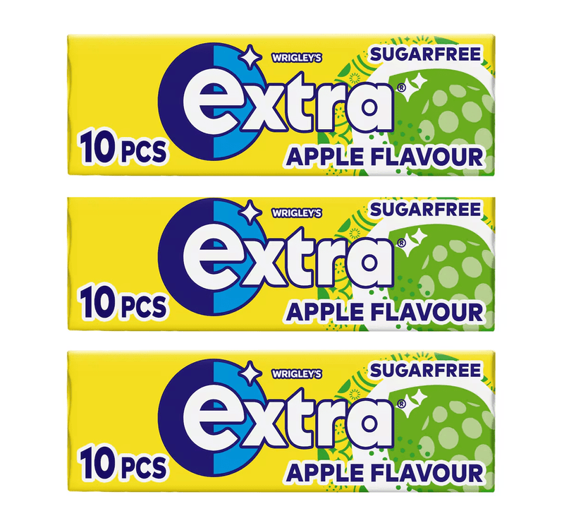 Wrigley's Extra APPLE Flavour Chewing Gum 3 Pack 3x14g
