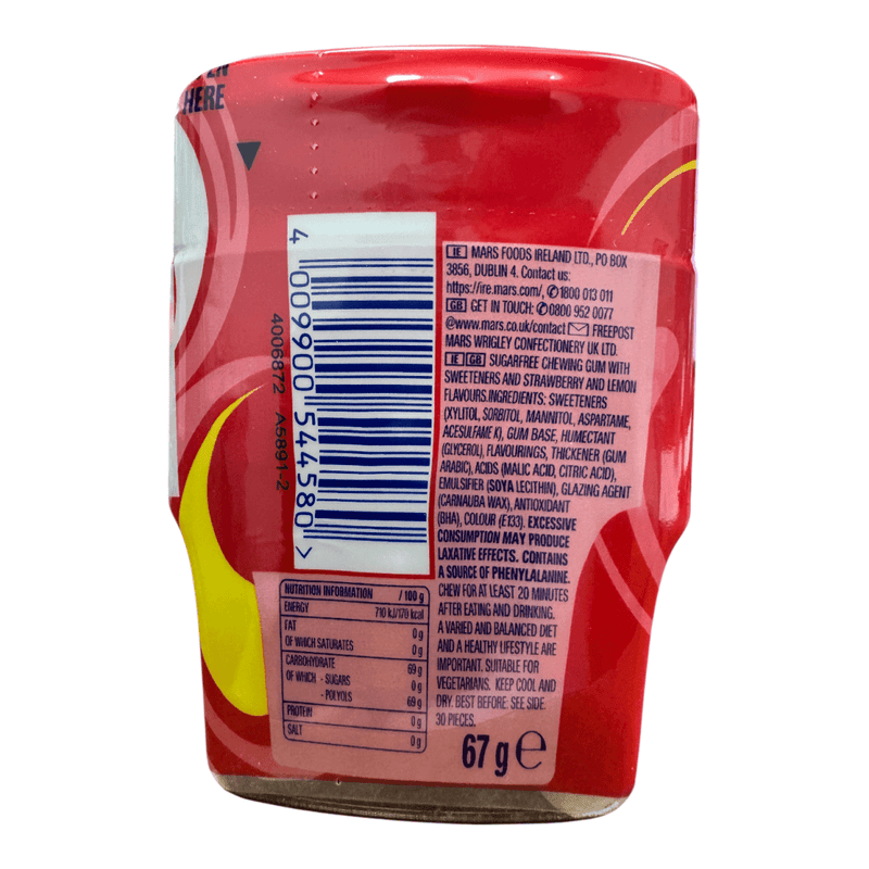 Wrigley's Extra Refreshers Strawberry Lemon 30 Piece Chewing Gum Tub 67g