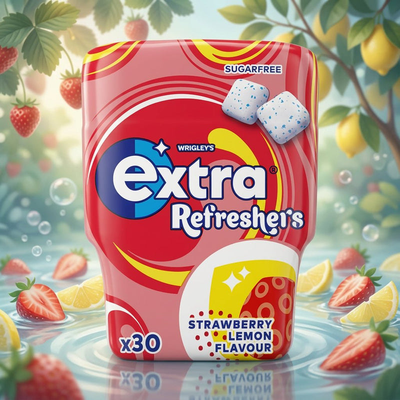 Wrigley's Extra Refreshers Strawberry Lemon 30 Piece Chewing Gum Tub 67g