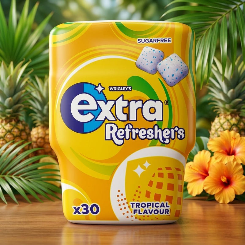 Wrigley's Extra Refreshers TROPICAL Chewing Gum 30 Piece Tub 67g