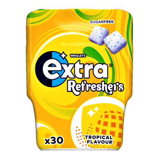 Wrigley's Extra Refreshers TROPICAL Chewing Gum 30 Piece Tub 67g - Happy Candy UK LTD