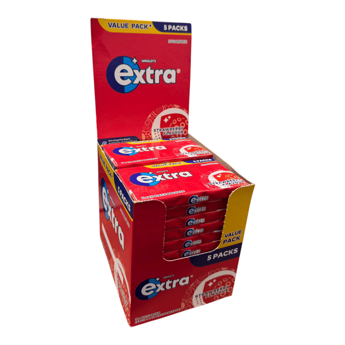 Wrigley's Extra Strawberry Sugar Free Chewing Gum BULK RETAIL BOX 24 X ...