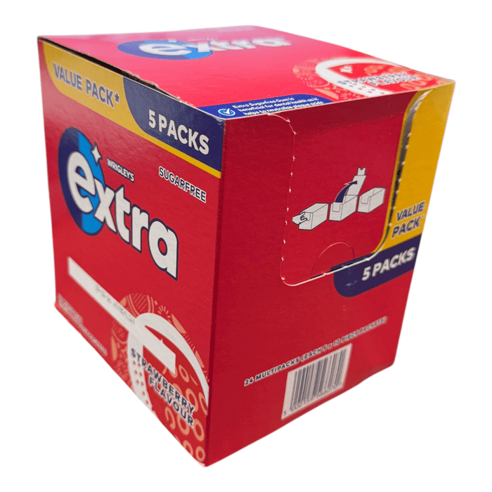 Wrigley's Extra Strawberry Sugar Free Chewing Gum BULK RETAIL BOX 24 X (5x14g)