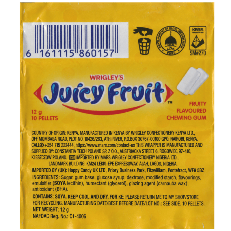 Wrigley's Juicy Fruit 10 Pellets Original 3 Pack (3x12g)
