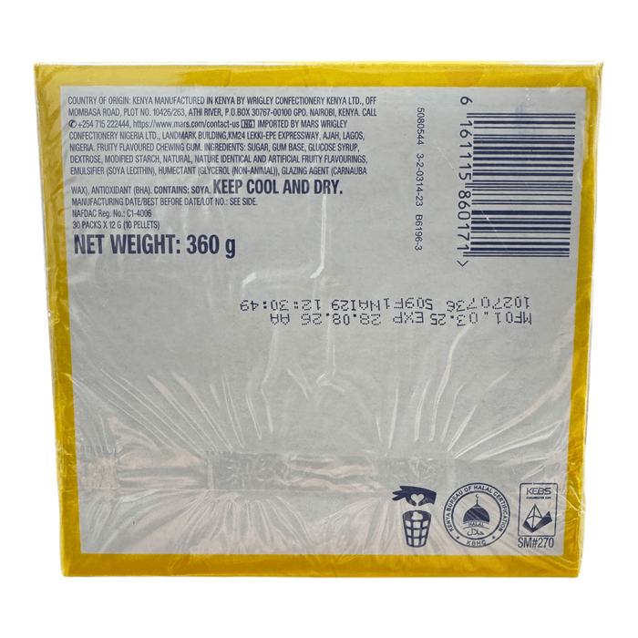 Wrigley's Juicy Fruit 10 Pellets Original BULK RETAIL BOX 30X12g