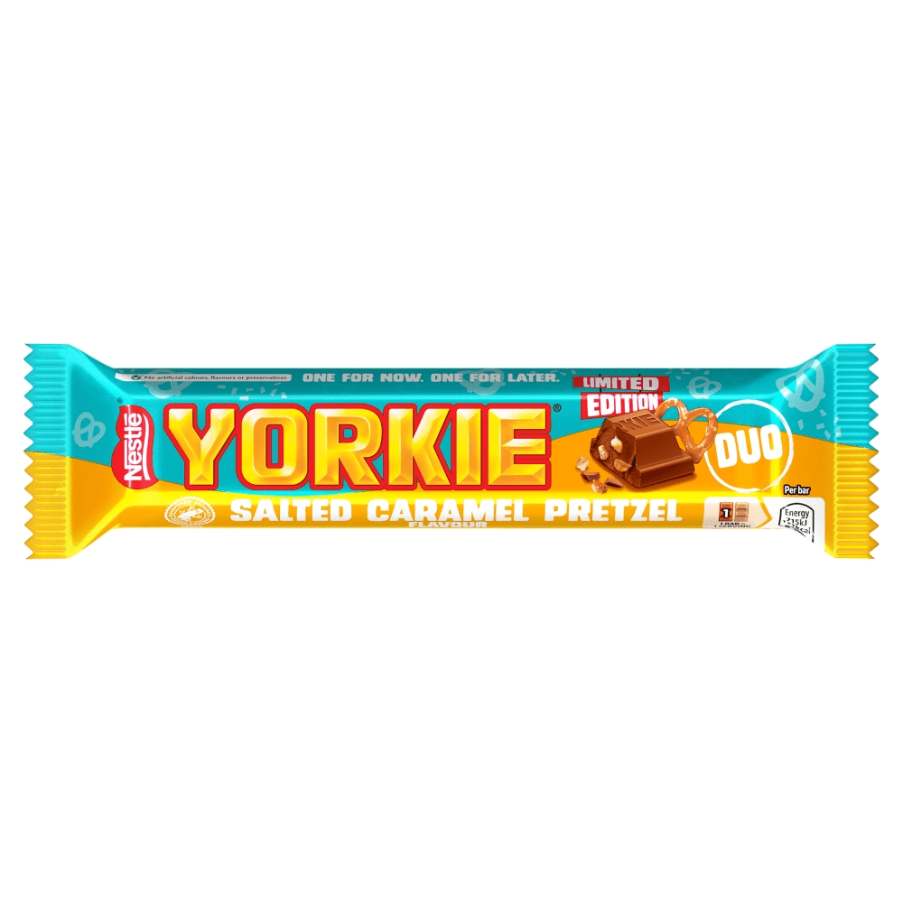 Yorkie Salted Caramel Pretzel Milk Chocolate DUO Bar 66g — Happy Candy ...