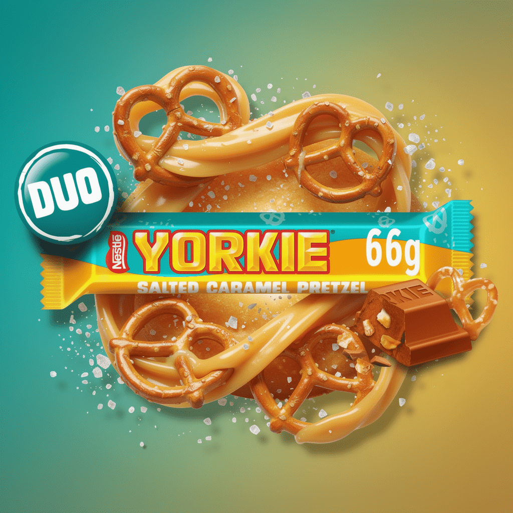 Yorkie Salted Caramel Pretzel Milk Chocolate DUO Bar 66g — Happy Candy ...
